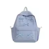 Nylon Student Backpack with Bow Details and Back Zip Pocket Blue color SKU reference