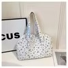 Floral Canvas Short-Trip Tote with Front Pocket Blue color SKU reference