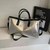 PU Gym Duffel with Detachable Strap and Rivet Base Silver color SKU reference