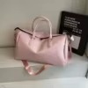PU Gym Duffel with Detachable Strap and Rivet Base Pink color SKU reference