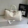PU Gym Duffel with Detachable Strap and Rivet Base White color SKU reference