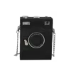 Sequin Camera-Box PU Crossbody Bag with Chain Strap Black color SKU reference