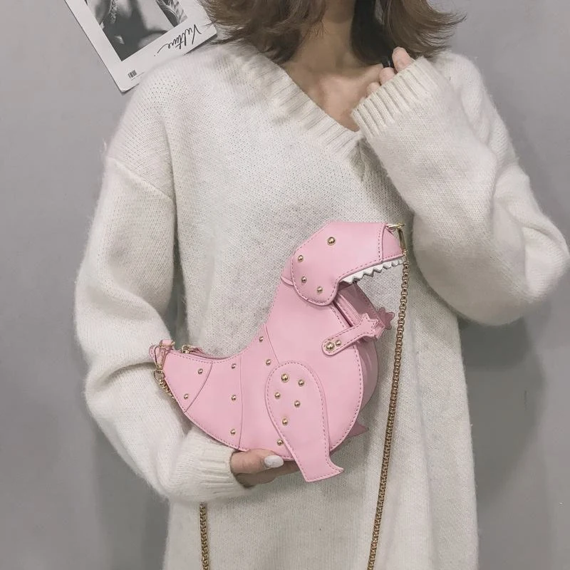 Dinosaur-Detail PU Mini Crossbody Bag with Chain product reference image