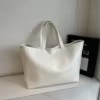 Oversized PU Tote with Interior Zip and Phone Pockets White color SKU reference