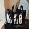 Monogram PU Tote with Webbing Handles Black color SKU reference