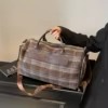 Plaid Cotton Travel Duffel with Shoe Pocket Brown plaid option 1 color SKU reference