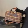 Plaid Cotton Travel Duffel with Shoe Pocket Brown plaid option 2 color SKU reference