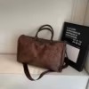 PU Travel Duffel with Rivet Base and Removable Strap Brown color SKU reference