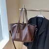 PU Shopper Tote with Removable Shoulder Strap Brown color SKU reference