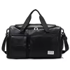 PU Travel Gym Duffel with Shoe Pocket and Adjustable Strap Black color SKU reference
