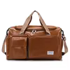 PU Travel Gym Duffel with Shoe Pocket and Adjustable Strap Khaki color SKU reference