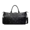 37L Crocodile-Embossed PU Travel Duffel Black color SKU reference