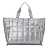 Holographic Quilted Gym Duffel with Yoga-Mat Pocket Silver color SKU reference