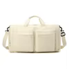 Foldable Nylon Gym Duffel with Shoe Compartment White color SKU reference