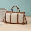 Canvas Travel Duffel with Front Pockets and Metal Buckle Brown color SKU reference