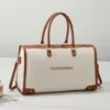 Canvas Travel Duffel with Rear Zipper Pocket Brown color SKU reference