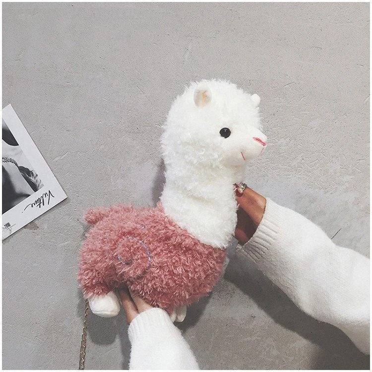 Plush Alpaca Mini Crossbody Bag with Character Detail product reference image