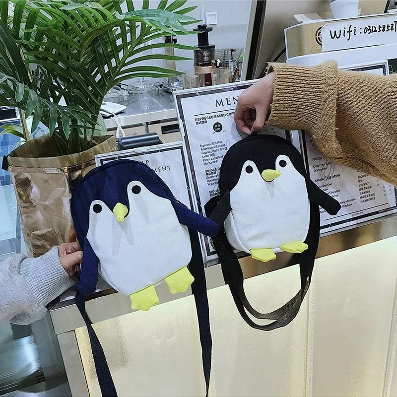 Penguin-Shaped Canvas Mini Crossbody Bag product reference image