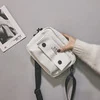Letter-Print Canvas Mini Shoulder Bag with Zipper White color SKU reference