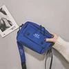 Letter-Print Canvas Mini Shoulder Bag with Zipper Deep blue color SKU reference