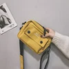 Letter-Print Canvas Mini Shoulder Bag with Zipper Dark khaki color SKU reference