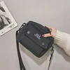 Letter-Print Canvas Mini Shoulder Bag with Zipper Black color SKU reference