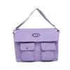 Canvas Multi-Pocket Shoulder Bag with Contrast Details Purple color SKU reference