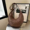 Woven Straw Shoulder Tote with Adjustable Strap Brown color SKU reference