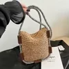 Woven Straw Beach Crossbody Bag with Round Strap Khaki color SKU reference