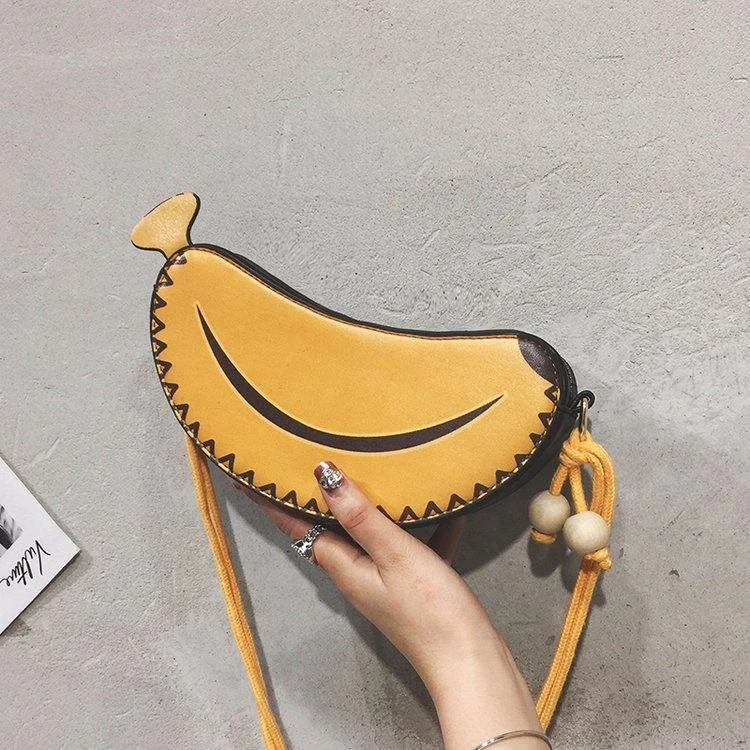 Banana-Shaped PU Mini Crossbody Bag with Zipper product reference image