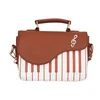 Piano-Key Pattern PU Mini Crossbody Bag with Chain Detail Dark khaki and ivory color SKU reference