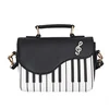Piano-Key Pattern PU Mini Crossbody Bag with Chain Detail Black and ivory color SKU reference