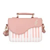Piano-Key Pattern PU Mini Crossbody Bag with Chain Detail Pink and ivory color SKU reference