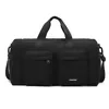 Foldable Nylon Gym Duffel with Shoe Compartment Black color SKU reference