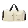 Foldable Nylon Gym Duffel with Shoe Compartment White color SKU reference