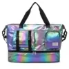 Foldable Nylon Travel Duffel with Front Zipper Pocket Black color SKU reference