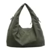 26L Polyester Shoulder Tote with Anti-Theft Pocket Green color SKU reference