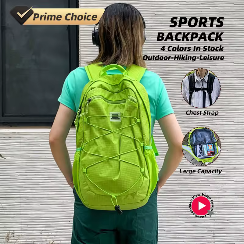Checkered Nylon Outdoor Backpack with Internal Compartment product reference image