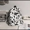 Leopard and Cow Print Microfiber School Backpack White print reference color SKU reference