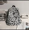 Leopard and Cow Print Microfiber School Backpack Black print reference color SKU reference