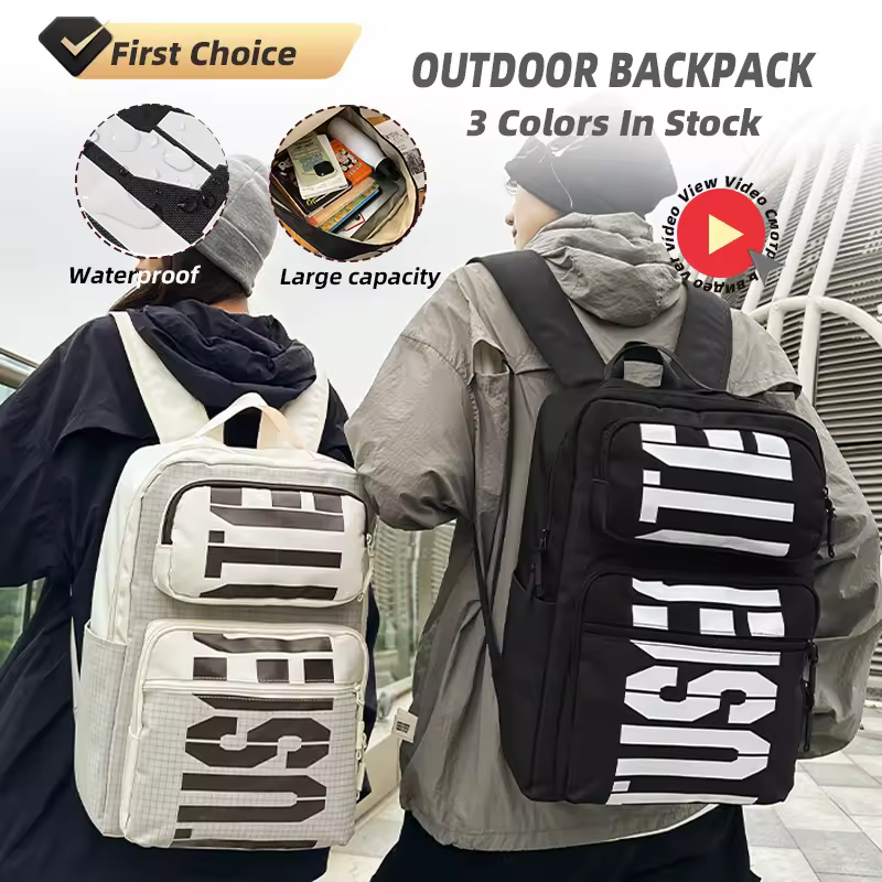 Nylon Student Backpack with Curved Shoulder Straps product reference image