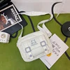 Cat-Motif Polyester Mini Crossbody Bag with Chain Detail White color SKU reference