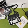 Cat-Motif Polyester Mini Crossbody Bag with Chain Detail Black color SKU reference