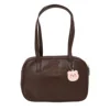 Embroidered Bear Mini Crossbody Bag with Pom-Pom Charm Black color SKU reference