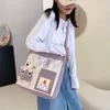 3D Bear Appliqué Canvas Tote Bag Color option 03 color SKU reference