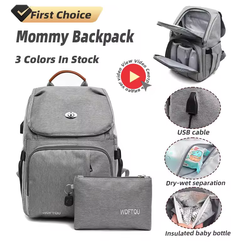 Oxford Diaper Backpack with Built-in Organizer Pouch product reference image