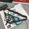 Check-Pattern Polyester Waist Bag with Two-in-One Styling Color option 02 color SKU reference