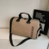 Letter-Print Nylon Sport Shoulder Bag Khaki color SKU reference