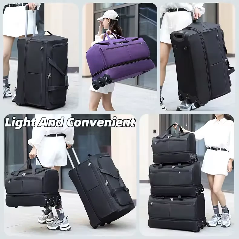 Three-Size Foldable Rolling Luggage with Silent Wheels product reference image