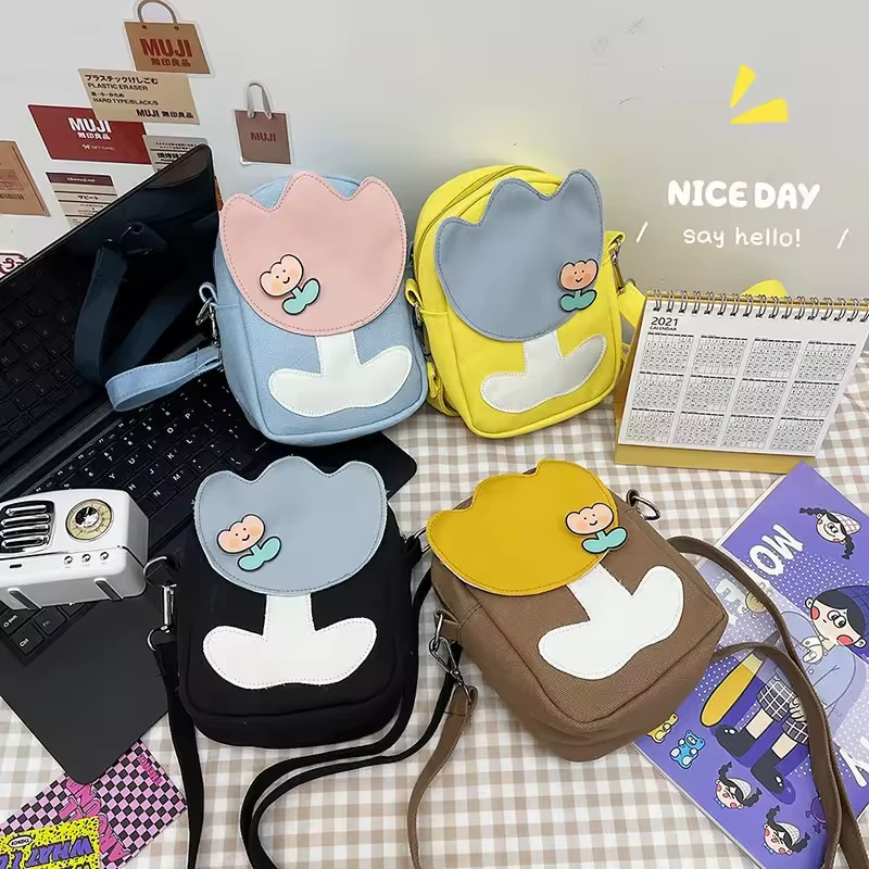 Animal-Character Mini Crossbody Bag with Flower Appliqué product reference image